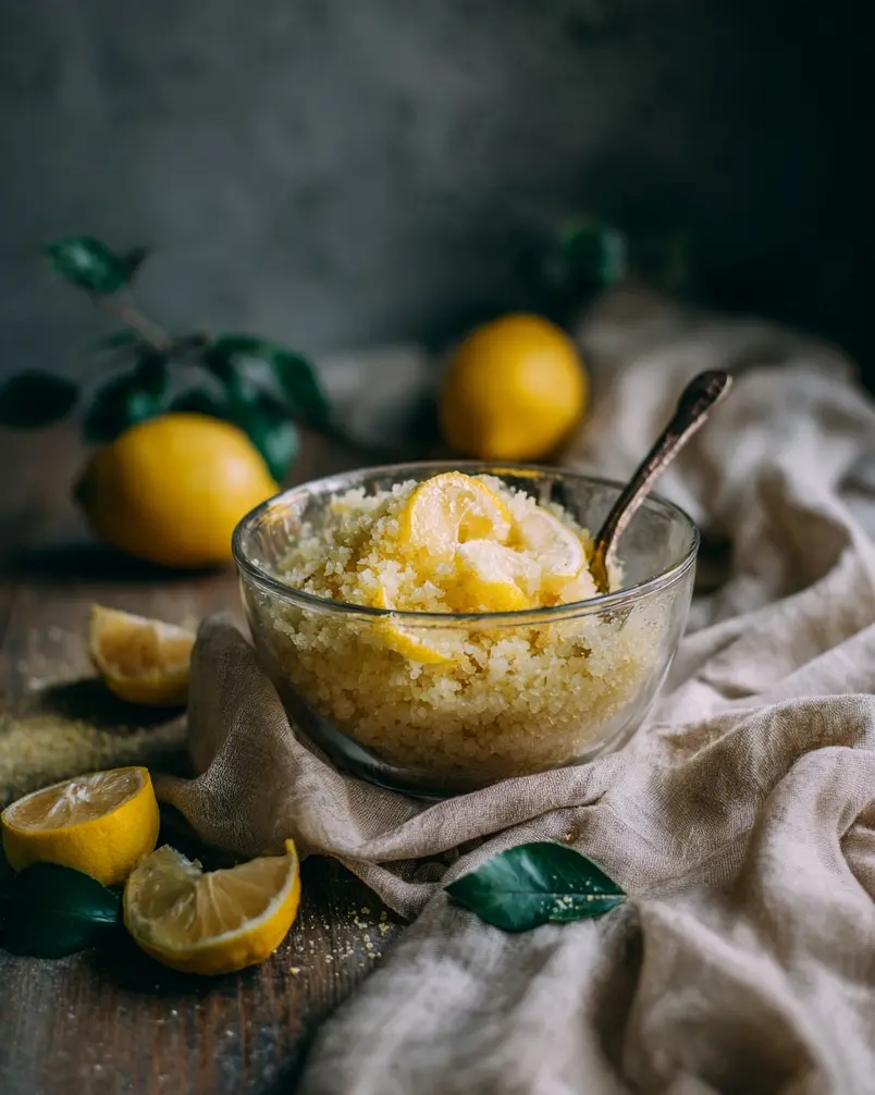 Title 2 Vibrant ingredients for creamy garlic butter shrimp pasta laid out on a wooden surface, including fresh shrimp, pasta, garlic, herbs, and cream.
