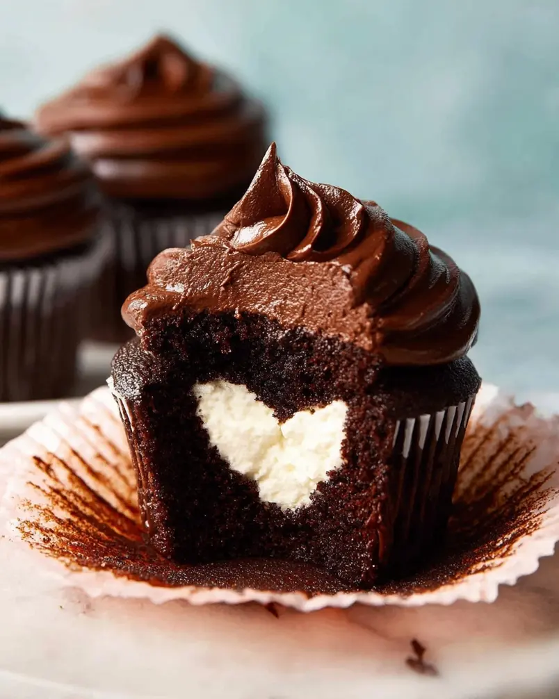 Whipped Cream-Filled Chocolate Cupcakes With Chocolate Ganache Frosting 3 Chocolate cupcake batter being mixed in a bowl