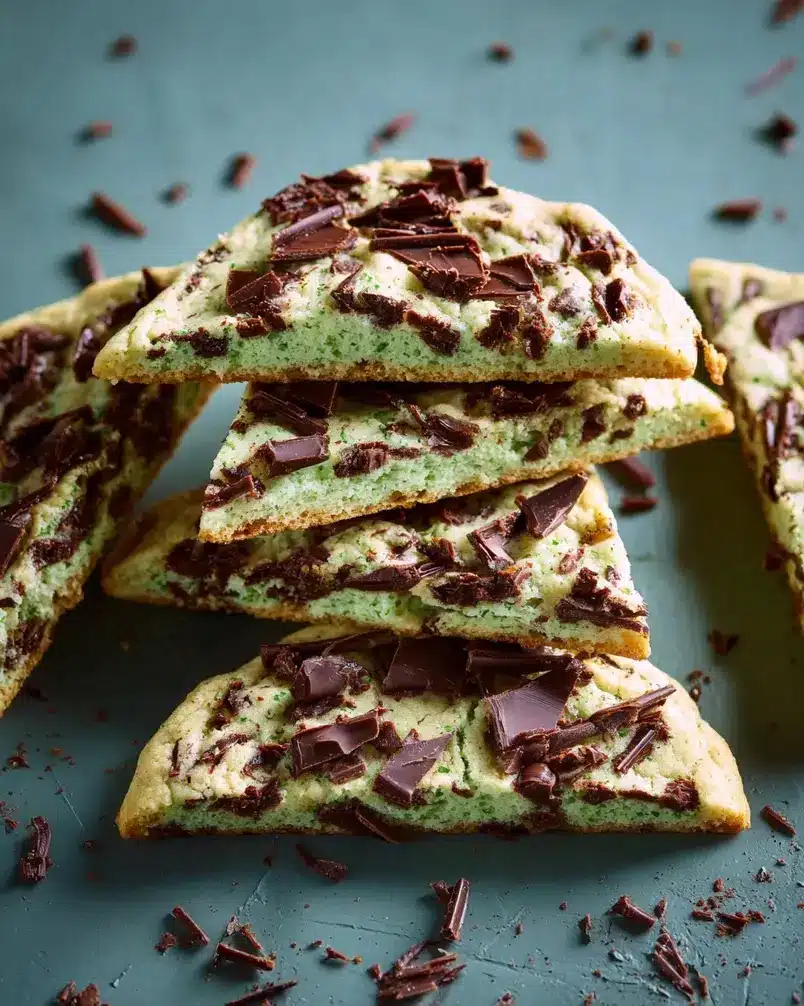 Mint Chocolate Chip Cookies 3 A cooling rack filled with freshly baked mint chocolate chip cookies