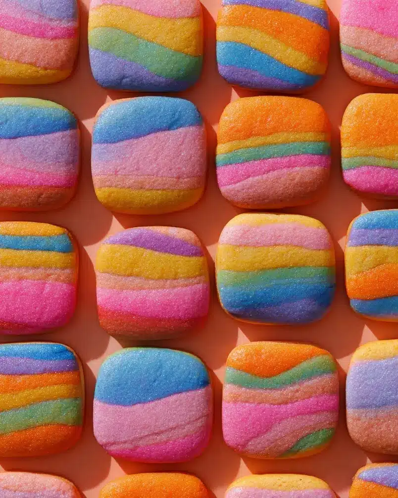 Technicolor Cookies 2 Colorful dough balls being prepared for baking technicolor cookies