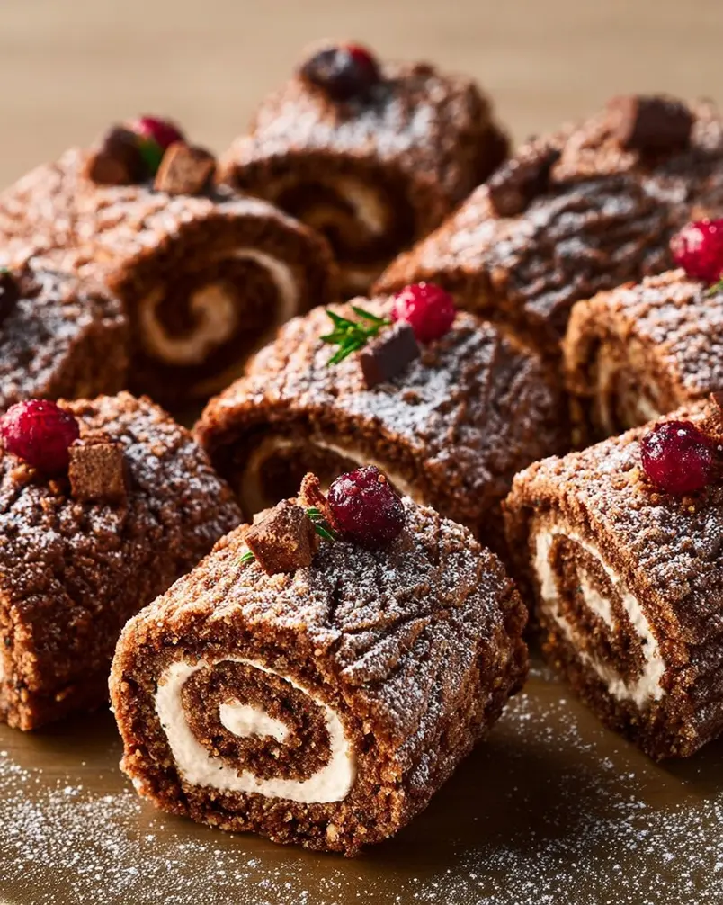 Bûche de Noël Cookies 3 Bûche de Noël cookie dough rolled and ready for baking