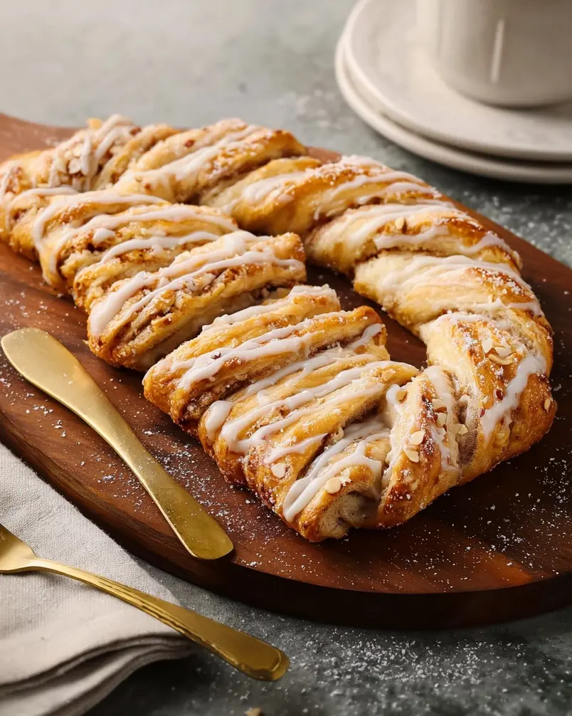 Danish Kringle 3 A perfectly baked Danish Kringle with almond filling and glaze