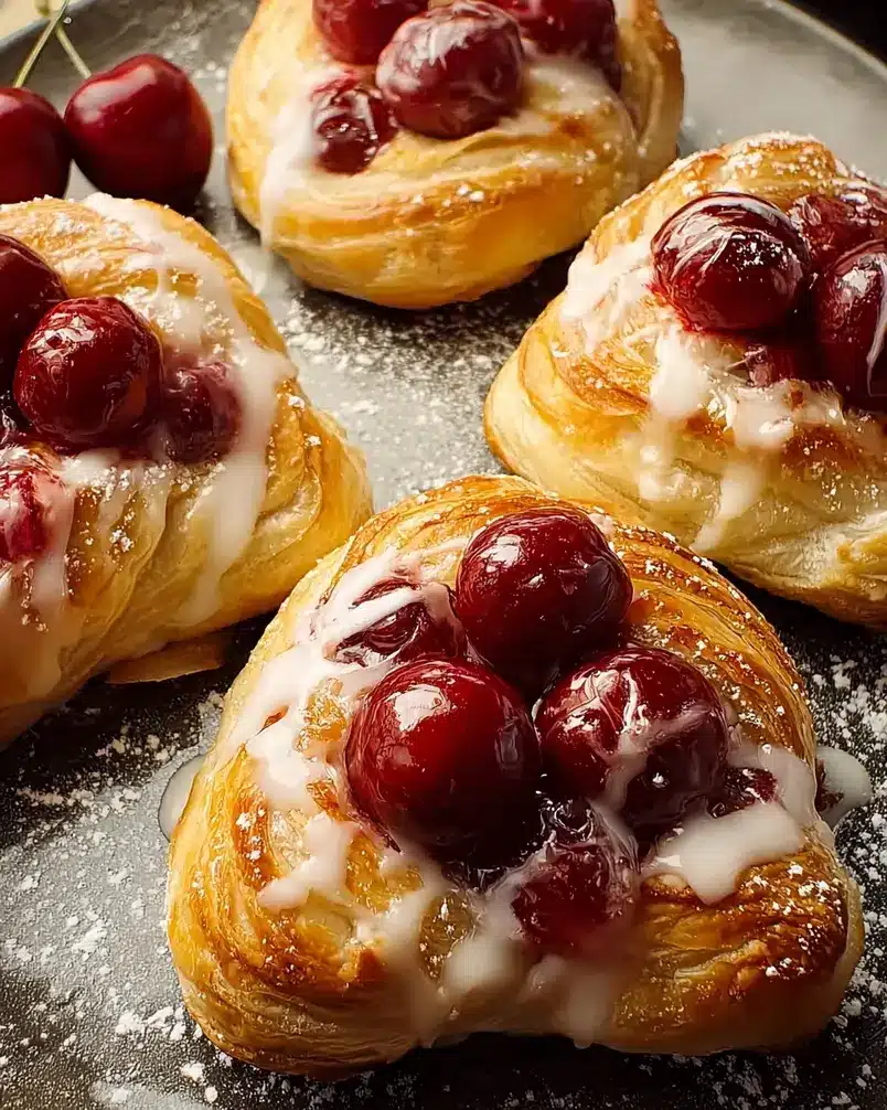 Shortcut Cherry Danish 3 Baking shortcut cherry Danish in the oven