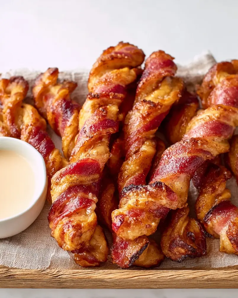Cinnamon Roll Bacon Twists 2 Close-up of dough being rolled and filled, preparing for Cinnamon Roll Bacon Twists