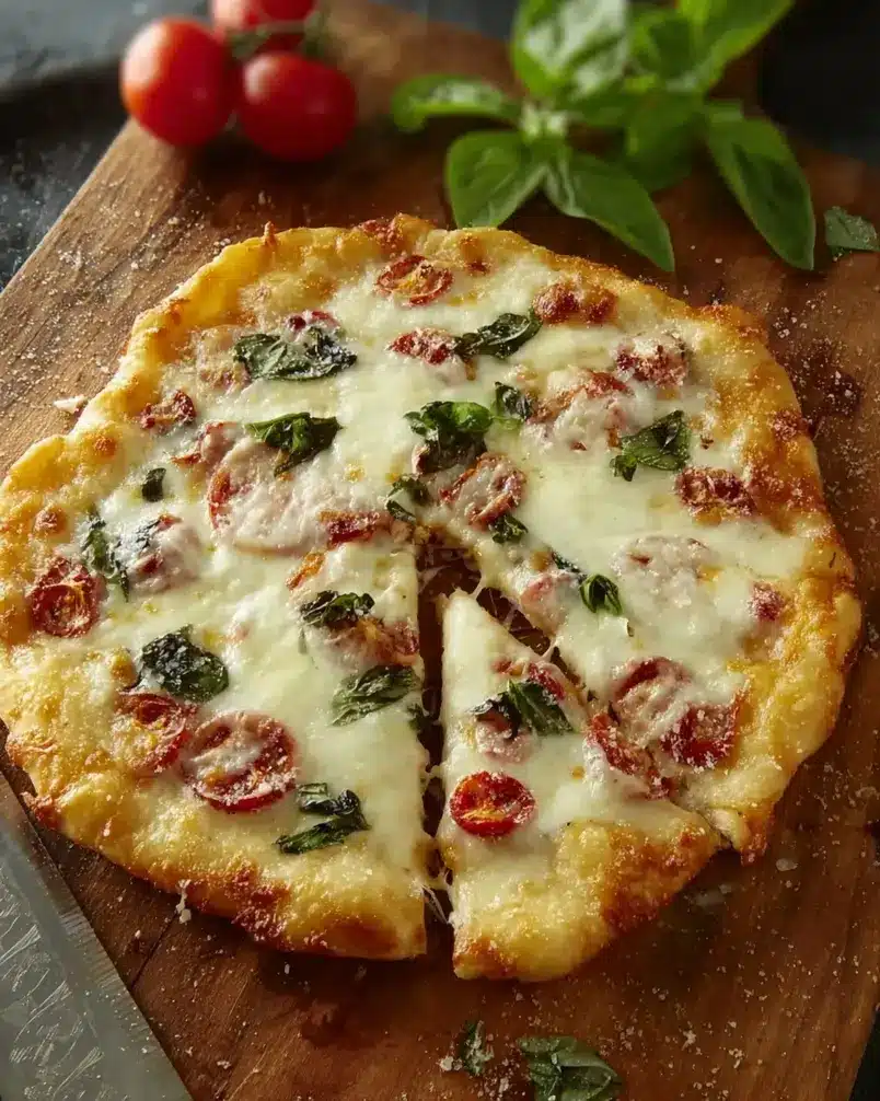 Cheesy-Crust Skillet Pizza 2 Hands layering shredded cheese onto pizza dough in a cast-iron skillet