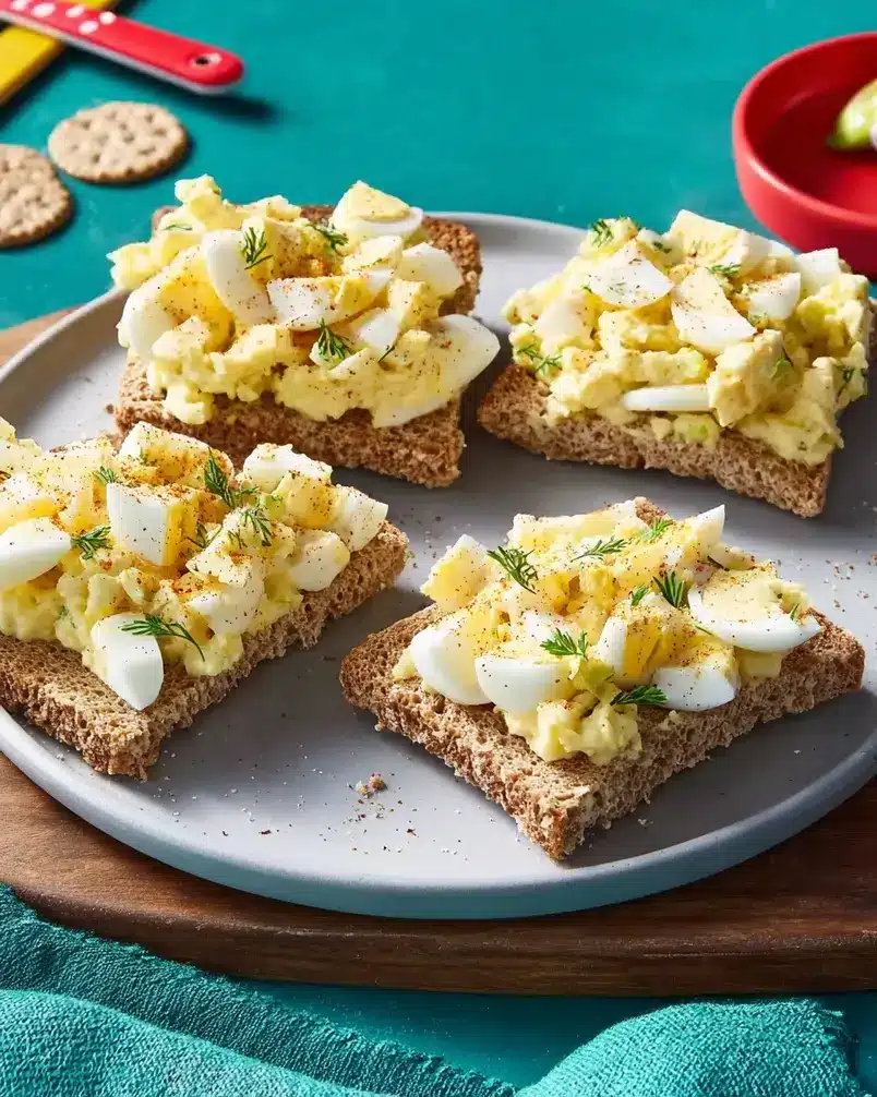 Simple Egg Salad 3 Boiled eggs being peeled for egg salad preparation