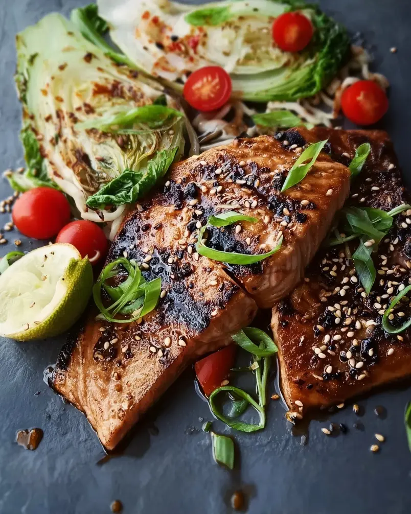 Sesame Grilled Salmon 3 Grilling sesame salmon fillets on an outdoor grill