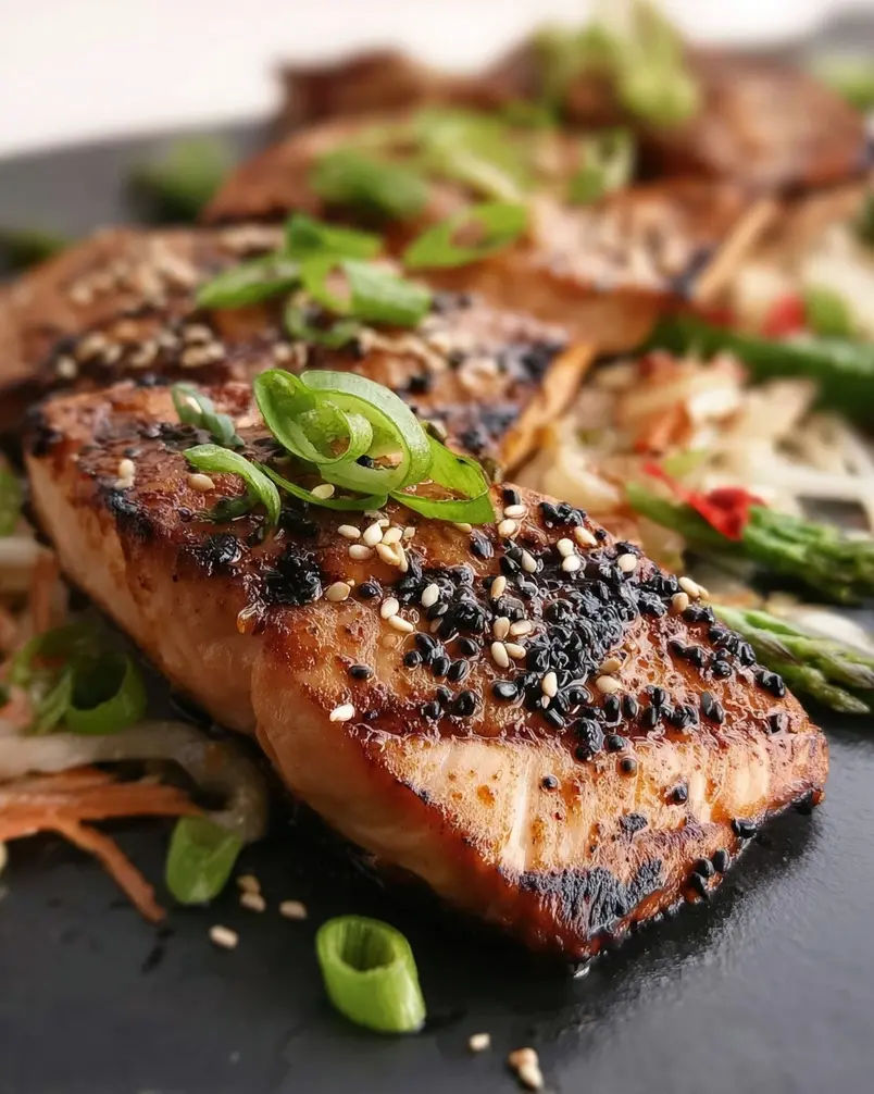 Sesame Grilled Salmon 2 Preparation of sesame grilled salmon with marinade and sesame seeds