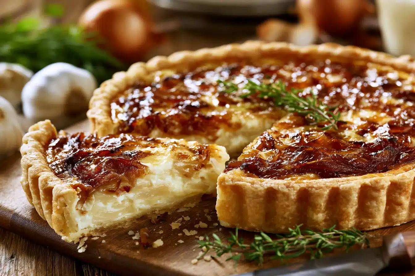 Caramelized Onion Quiche 2 Golden Caramelized Onion Quiche fresh from the oven