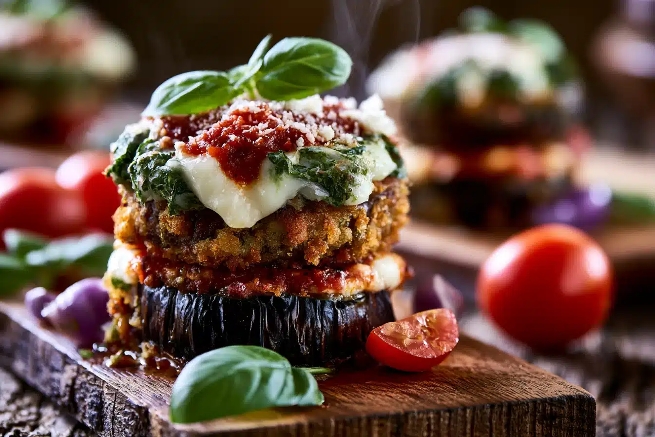 Crispy Baked Eggplant Parmesan Stacks 2 Crispy Baked Eggplant Parmesan Stacks