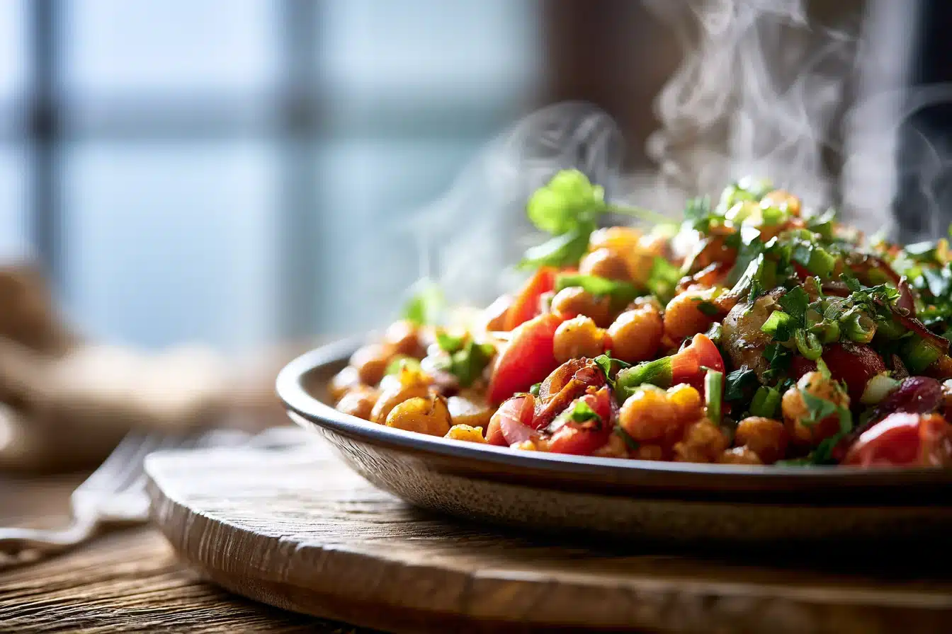 Crispy Chickpea Salad 3 Roasted chickpeas on a baking sheet