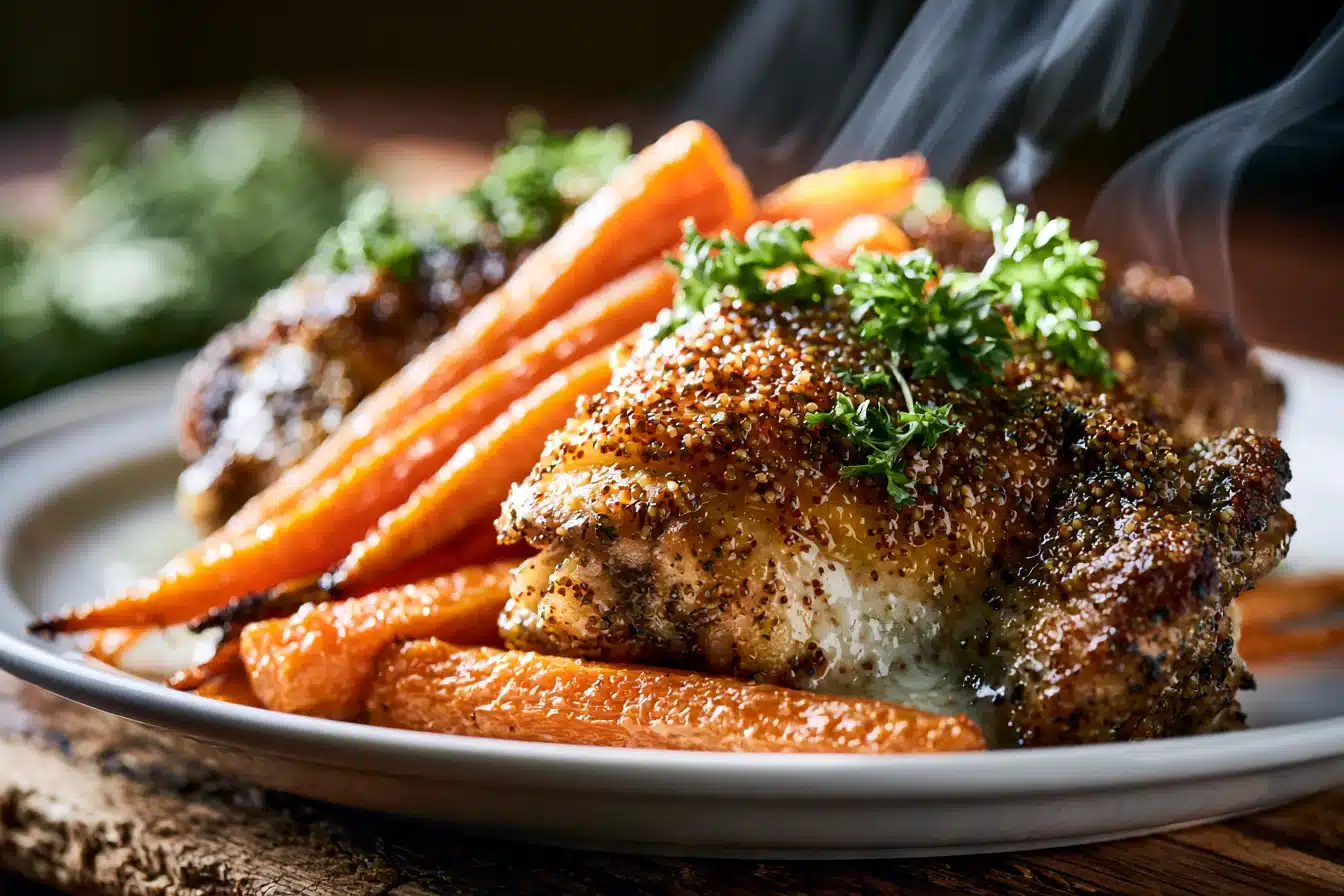Honey Mustard Chicken Thighs with Roasted Carrots 3 Honey Mustard Chicken Thighs with Roasted Carrots