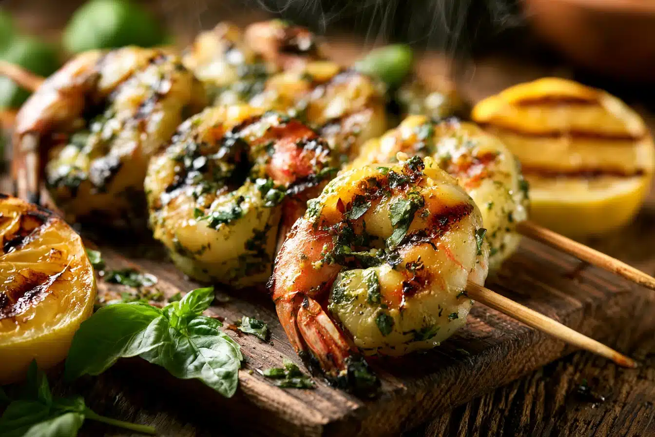 Lemon Basil Grilled Shrimp Skewers 3 Lemon Basil Grilled Shrimp Skewers