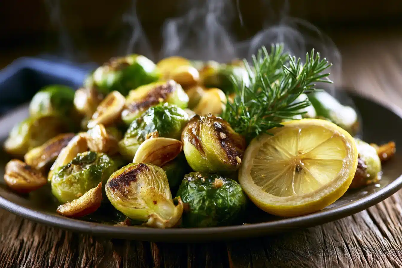 Lemon Garlic Roasted Brussels Sprouts 3 Lemon Garlic Roasted Brussels Sprouts