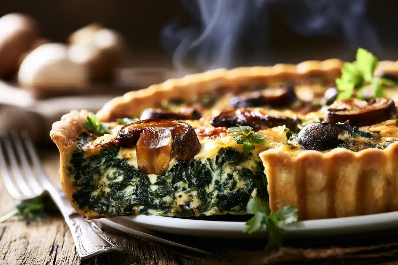 Mushroom and Spinach Quiche 3 Mushroom and Spinach Quiche