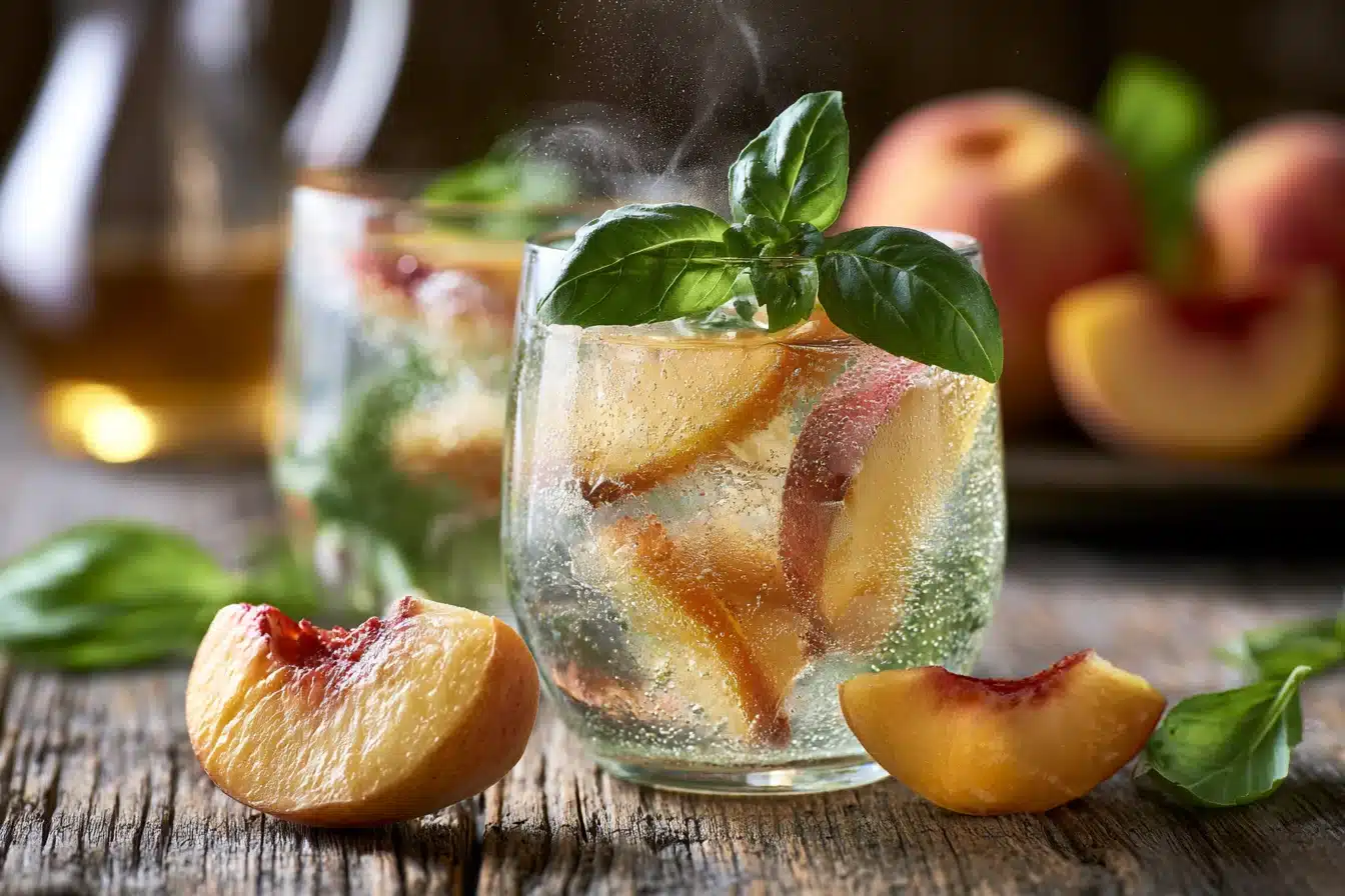 Peach and Basil Sparkling Water 3 Peach and Basil Sparkling Water