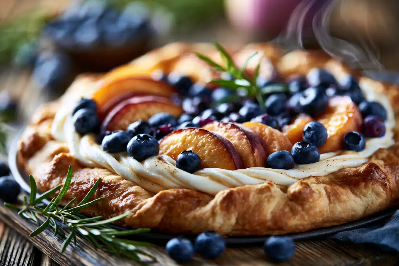 Peach and Blueberry Galette with Vanilla Cream 2 Peach and Blueberry Galette with Vanilla Cream