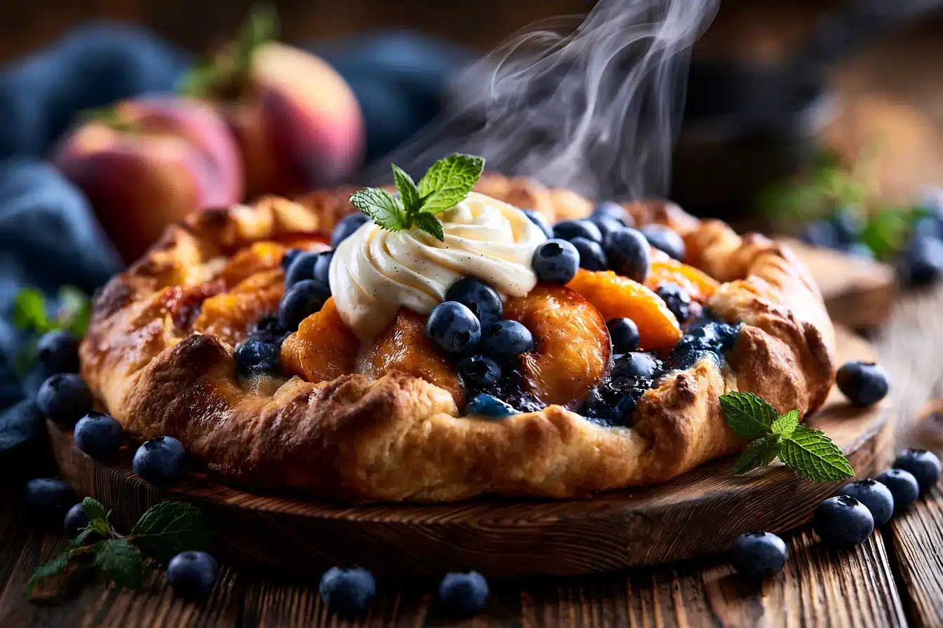 Peach and Blueberry Galette with Vanilla Cream 3 Peach and Blueberry Galette with Vanilla Cream