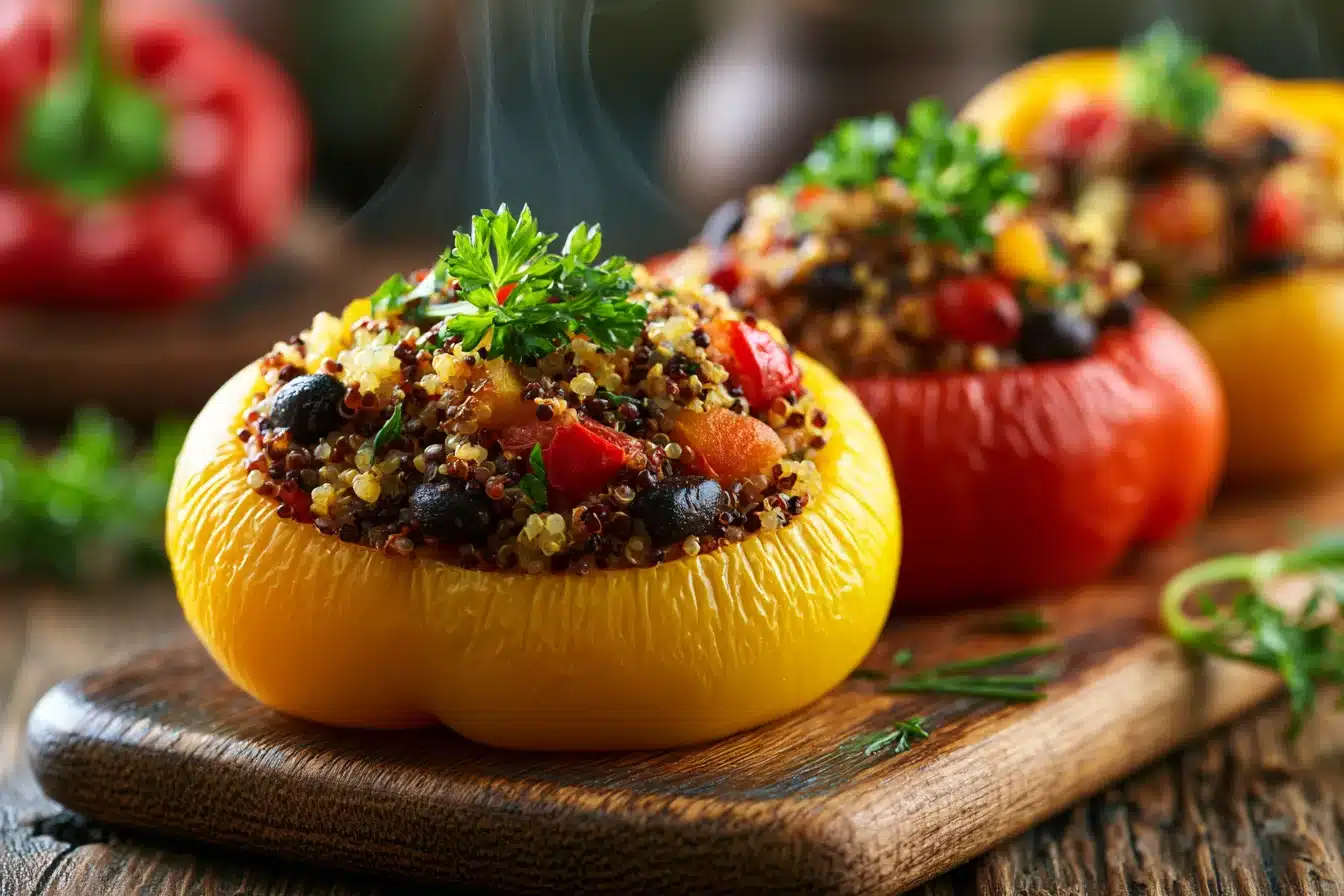 Stuffed Bell Peppers with Quinoa and Black Beans 2 Stuffed Bell Peppers with Quinoa and Black Beans
