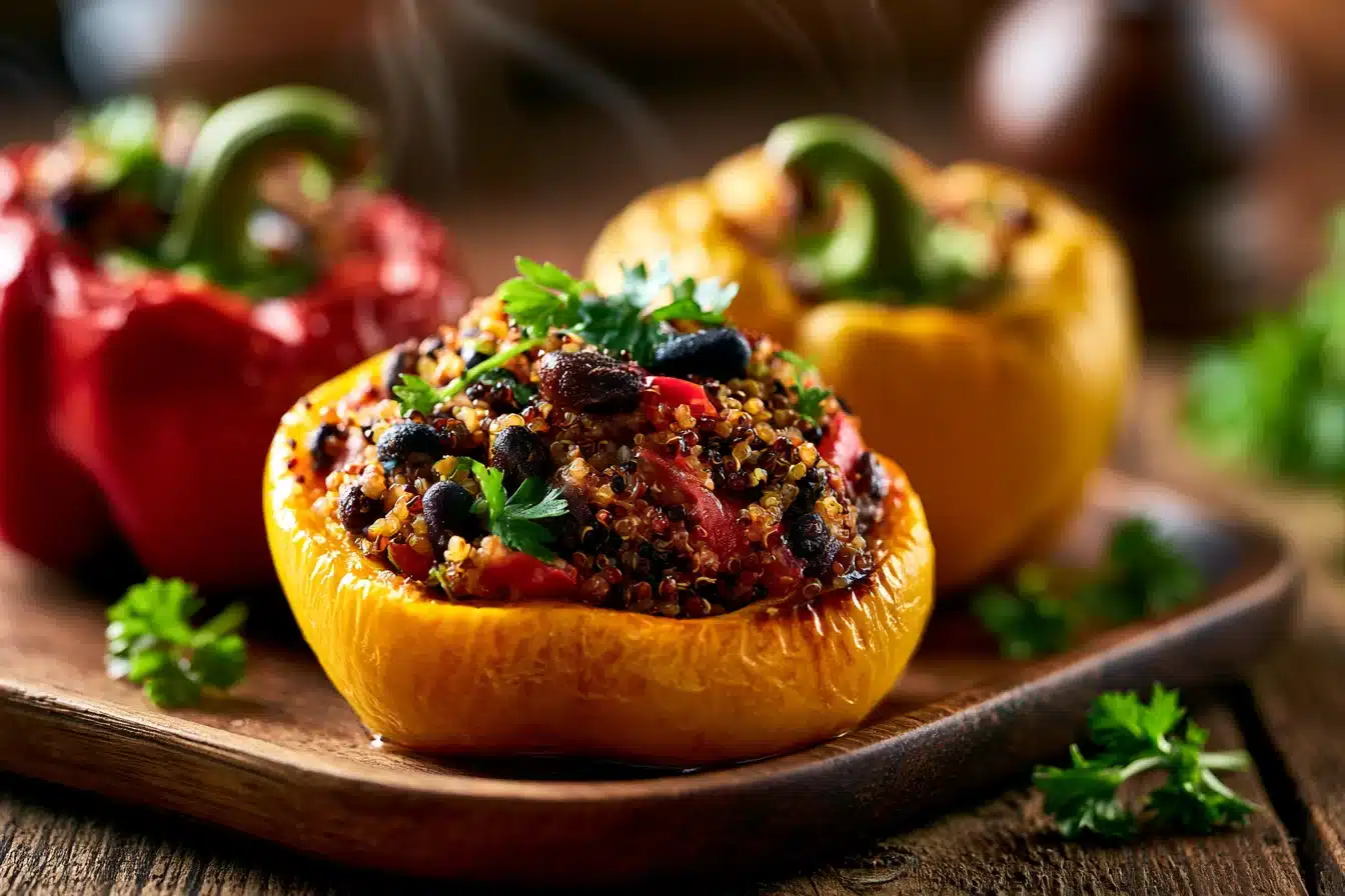 Stuffed Bell Peppers with Quinoa and Black Beans 3 Stuffed Bell Peppers with Quinoa and Black Beans